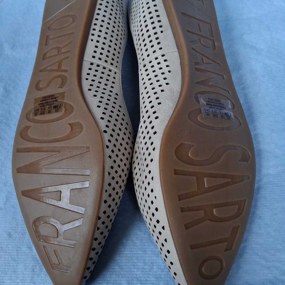 Franco Sarto Beige Perforated Flats - Picture 4 of 5